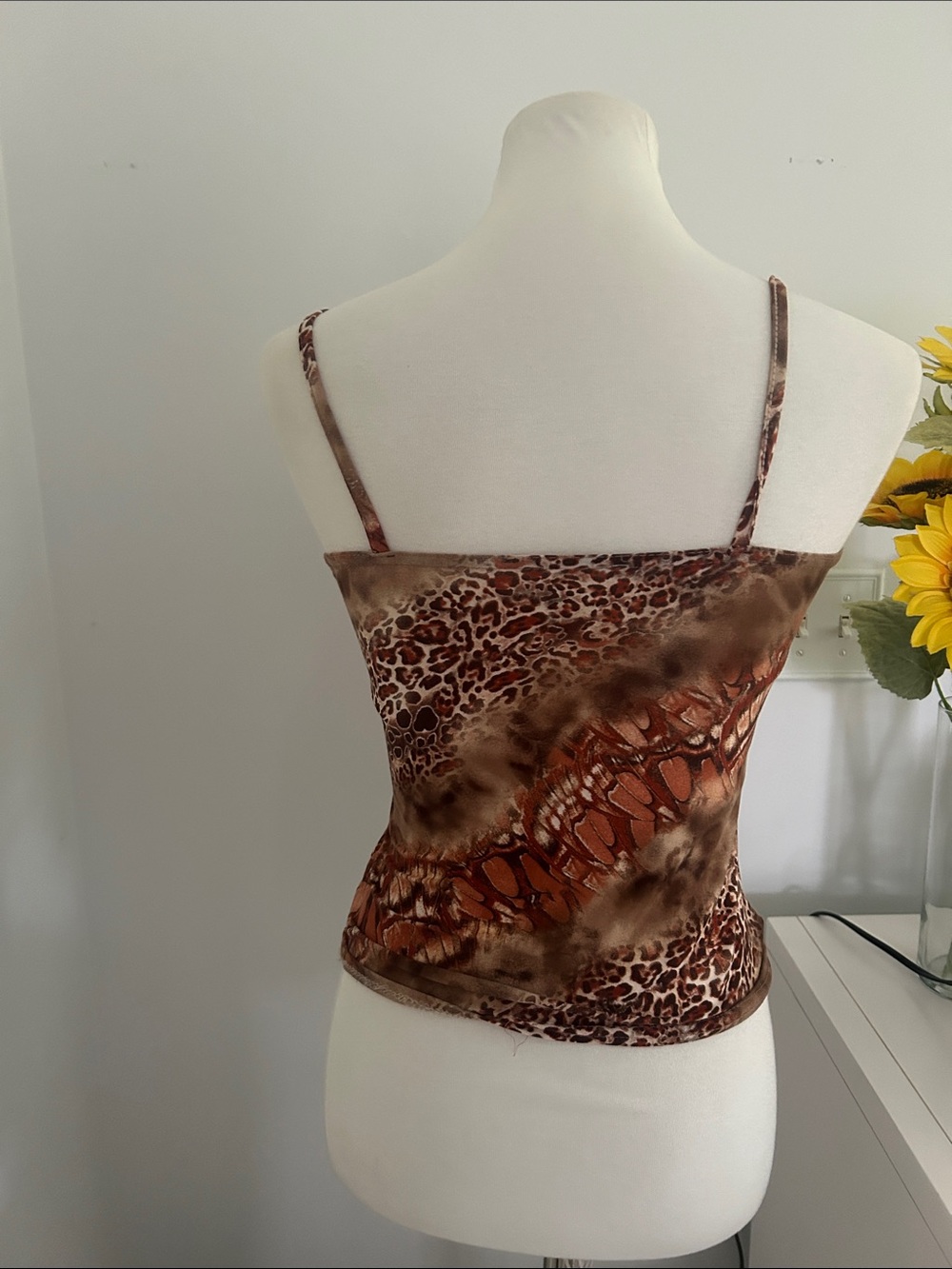 Cutest Vintage Brown Leopard Print Lace-Trim Camisole Tank Top - Picture 3 of 7